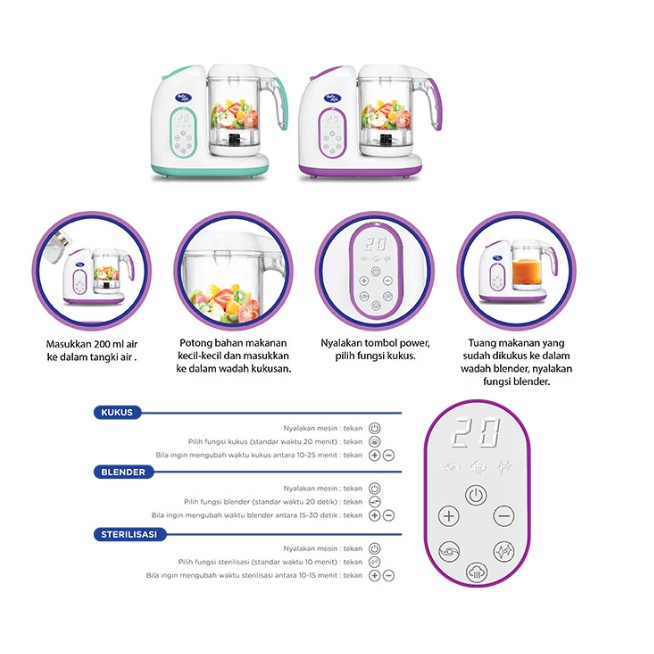 Blender Pengukus Makanan Bayi Baby Safe Digital Food Maker LB02