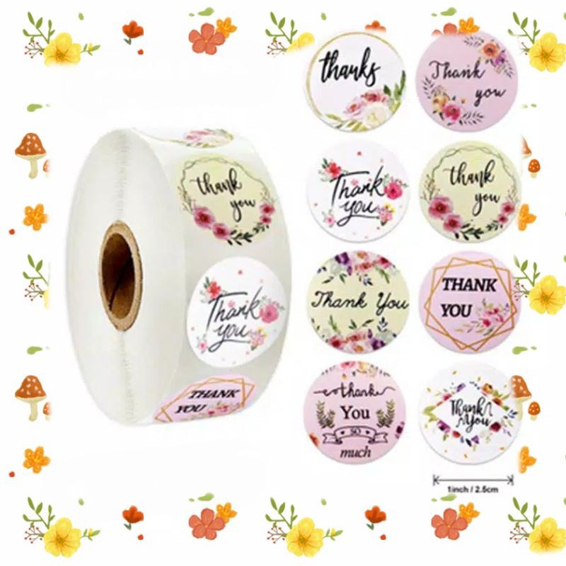 

STICKER STIKER LABEL THANK YOU/1PC/FLOWERS STIKER