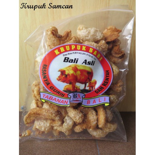 KRUPUK RAMBAK BABI SAMCAM SAMCAN/ KULIT BALI ASLI - 130gr Free Bubblewrap