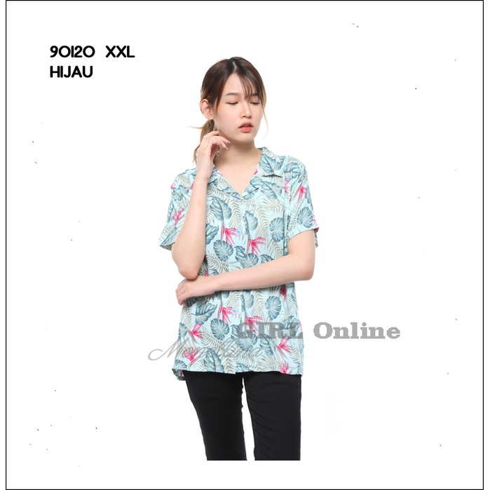 Terbaru BajuBlousePastelXXLJumboAtasanMurahWanita-Hijau,L