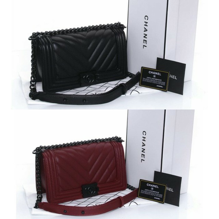 [CHANEL BOY C CHEVRON SHOULDER BAG 9009] Tas Fashion Wanita Impor