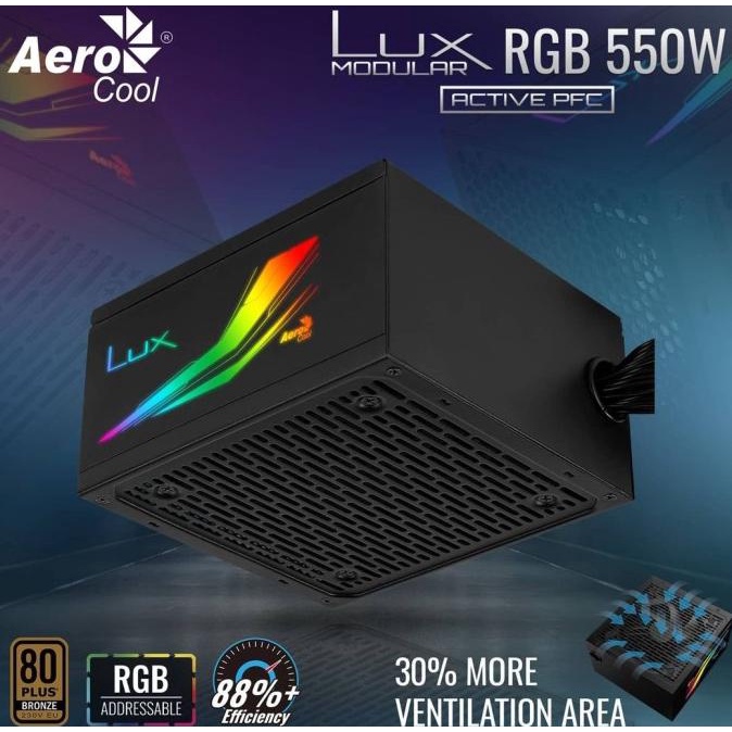 BANTING HARGA AeroCool RGB LUX 550W 80 Plus Bronze PSU