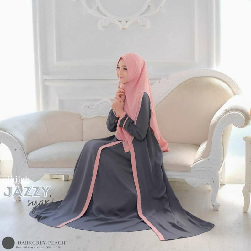 JAZZY SYARI / GAMIS SYARI / GAMIS LEBARAN / WARNA DARKGREY PEACH