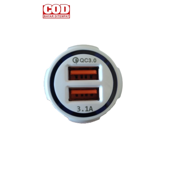 Dual USB Car Charger with 2 PORT Spring Cable