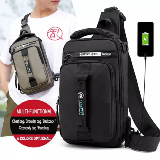 PROMO!!! Waistbag Pria - TRM WATERPROOF LIPAT 1AX802 Oranye. Bisa di Lipat. Parasud Y18 pria Army