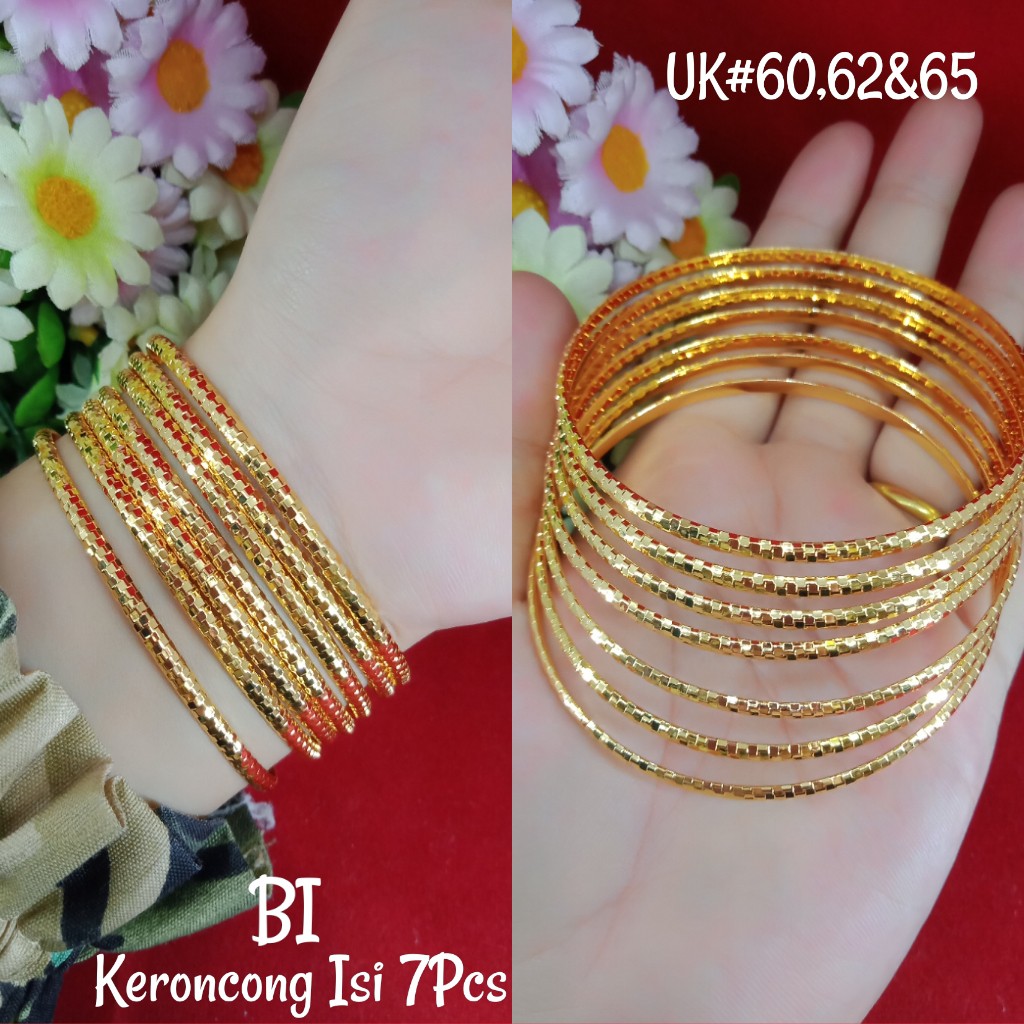 Gelang Keroncong Isi 7 Kuning 24k Lapis Mas Asli