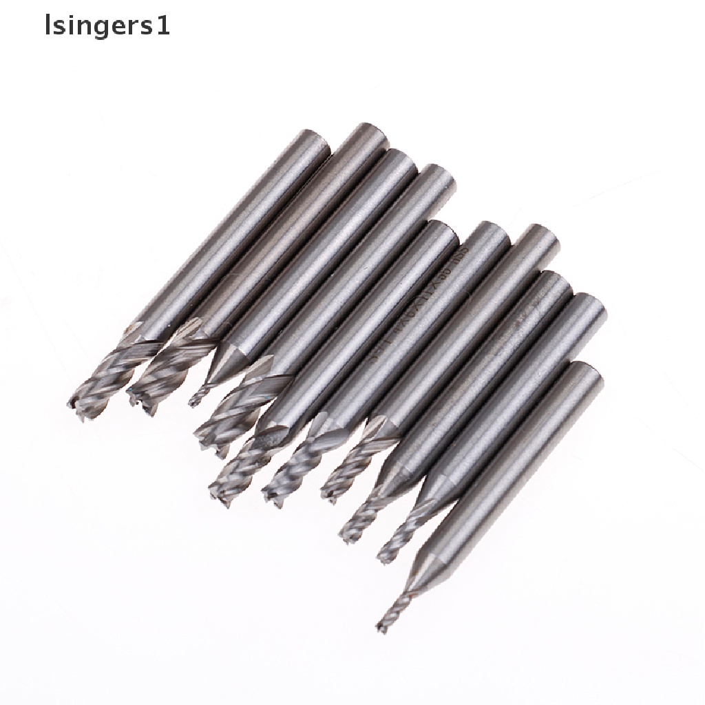 (lsingers1) 10pcs Mata Bor Shank Lurus 4 Flue End Mill CNC 1.5-6mm Bahan HSS