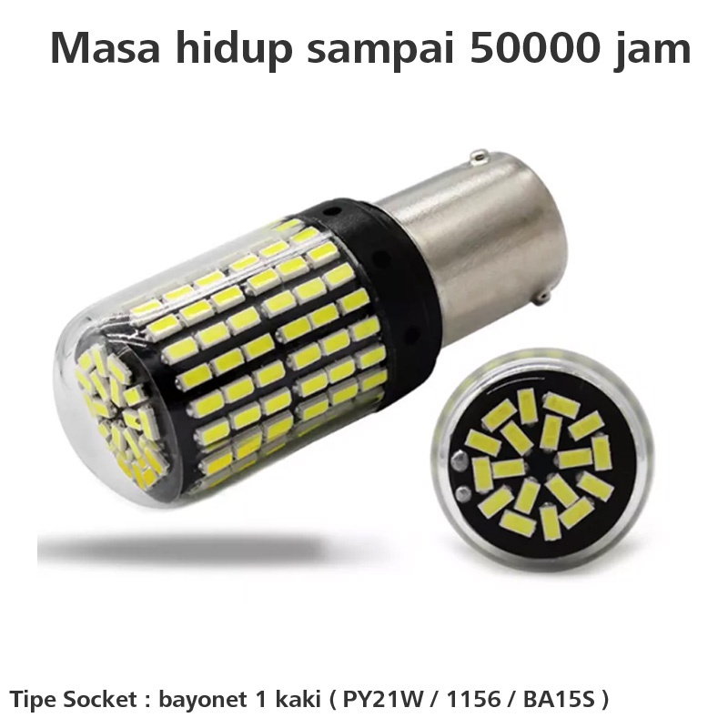 OTOmobil Lampu Sein  / Mundur Led 1 Pcs Soket 1156 BA15S 35 SMD Led Break Bulb 144 Mata TE-0048-001 Putih