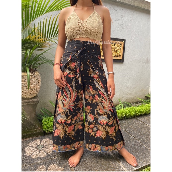 Wrap pants motif Batik | kulot Batik Wrap | celana kapler lilit batik | kulot kapler batik