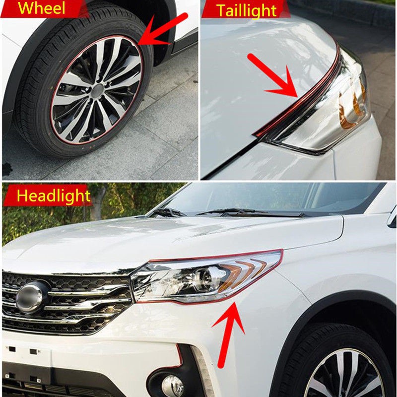 2M 8M Mobil Chrome Wheel Rim Hub Protector Cahaya Bingkai Grille Klip Strip Sticker