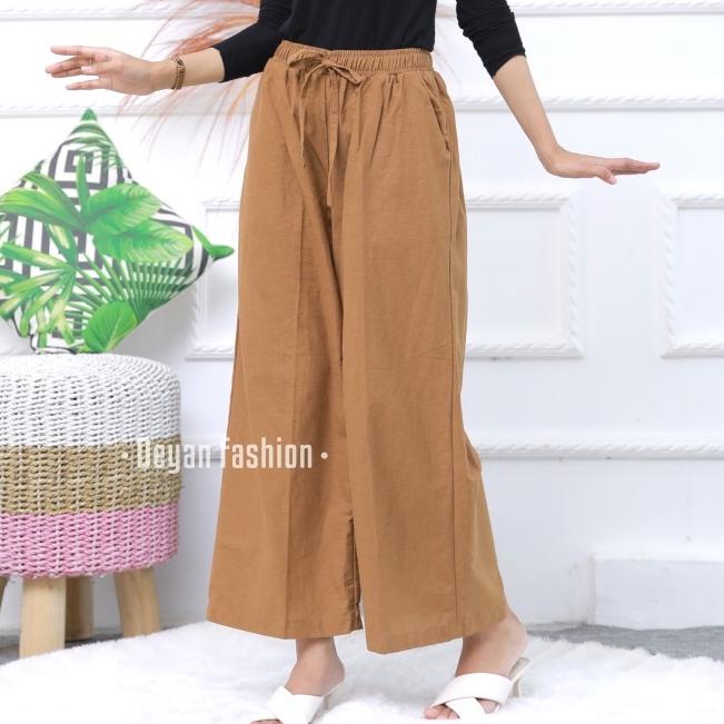 TWN.15Jn22ᴿDEYAN - Widi highwaist pants kulot linen rami kolor