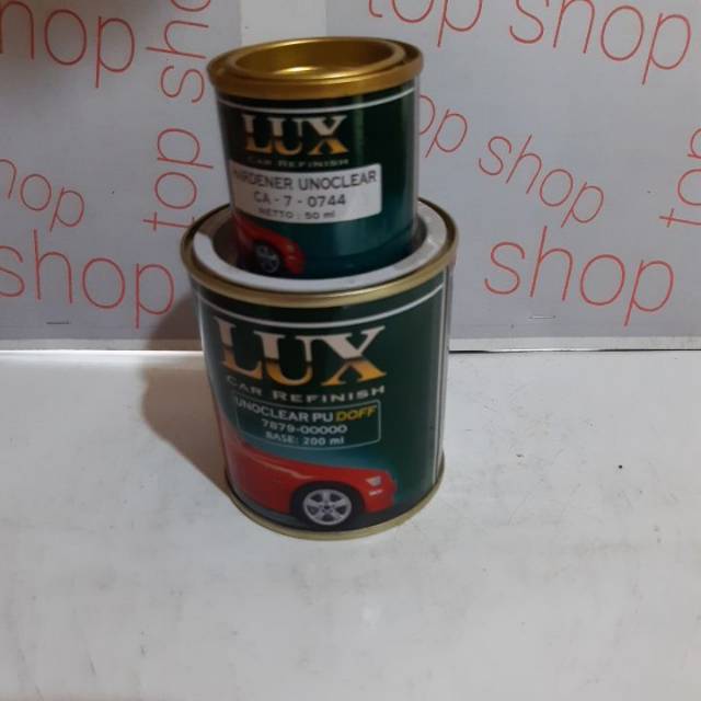 CAT VERNISH LUX CAR REFINISH UNOCLEAR PU GLOSS &amp; DOFF +HARDENER -PENTAPRIMA ISI 200ML