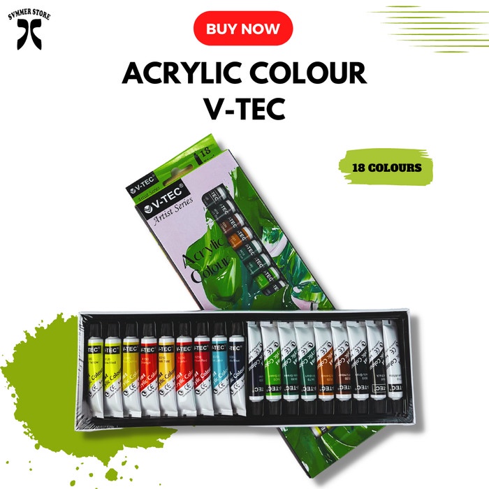 

Bagus Cat Akrilik/ V-Tec Acrylic Colour 6Ml Set 18 Warna Terbatas