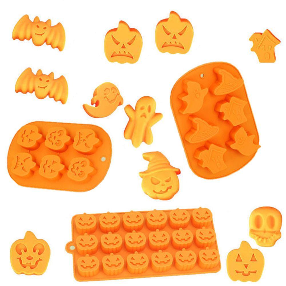 Preva Halloween Cetakan Coklat Dekorasi Pesta Alat Kue CupCake Ice Tray DIY Craft Labu Kelelawar Tengkorak
