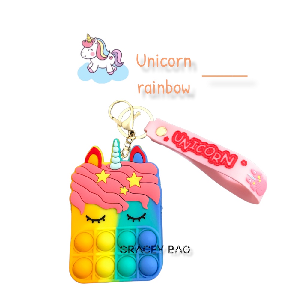 Gantungan Kunci Pop It Unicorn Impor