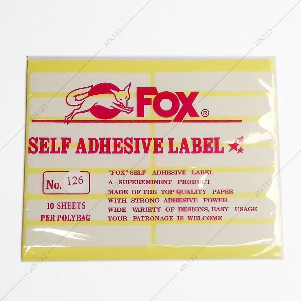 

Kertas / Label Stiker Fox No. 126 uk. 17 x 100 mm (Persegi Panjang)