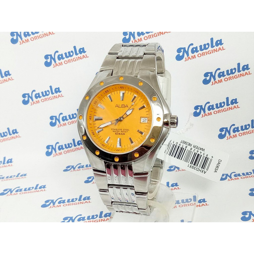 Alba AXHD39X1 Quartz Orange Dial Lumibrite - Jam Tangan Pria AXHD39