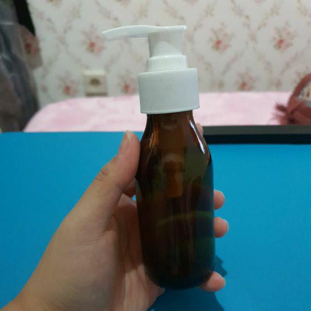 Botol Pump Kaca Coklat Tebel 100ml - Botol Kemasan Isi Ulang Aromatherapy Essential Oil