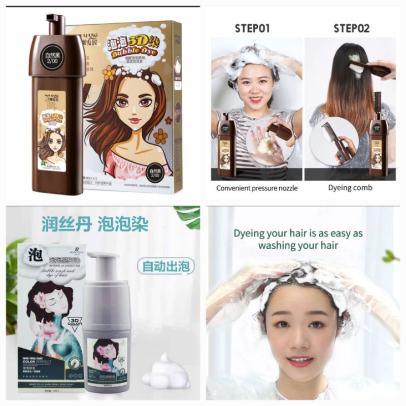 shampoo pewarna rambut instan hair dye semir shampo penutup uban