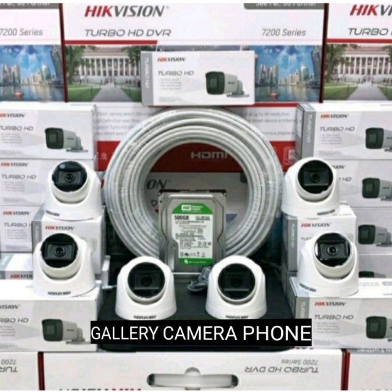 PAKET CCTV HIKVISION 6 CHANNEL 6 KAMERA INDOOR 5MP TURBO HD 1080P