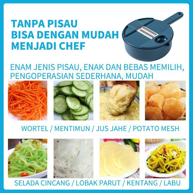 Alat Potong Pengiris Parutan Sayur Kentang Multigungsi 8 in 1 Chopper Serbaguna Meniriskan Sayur Serbaguna - Parutan Set - Parutan Kentang 8 in 1 Untuk Buah Atau Sayuran - Peeler Serbaguna