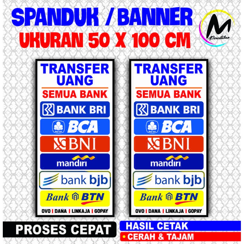 Jual Cetak Banner Transfer Bank Vertikal Ukuran 50x100 Cm Indonesia