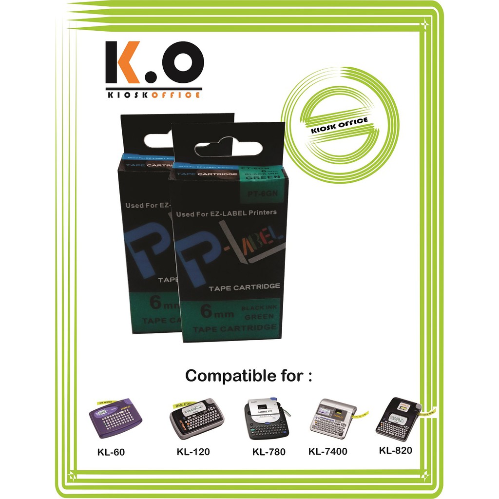 

Pita Label Tape Printer Casio 6mm Warna Hijau
