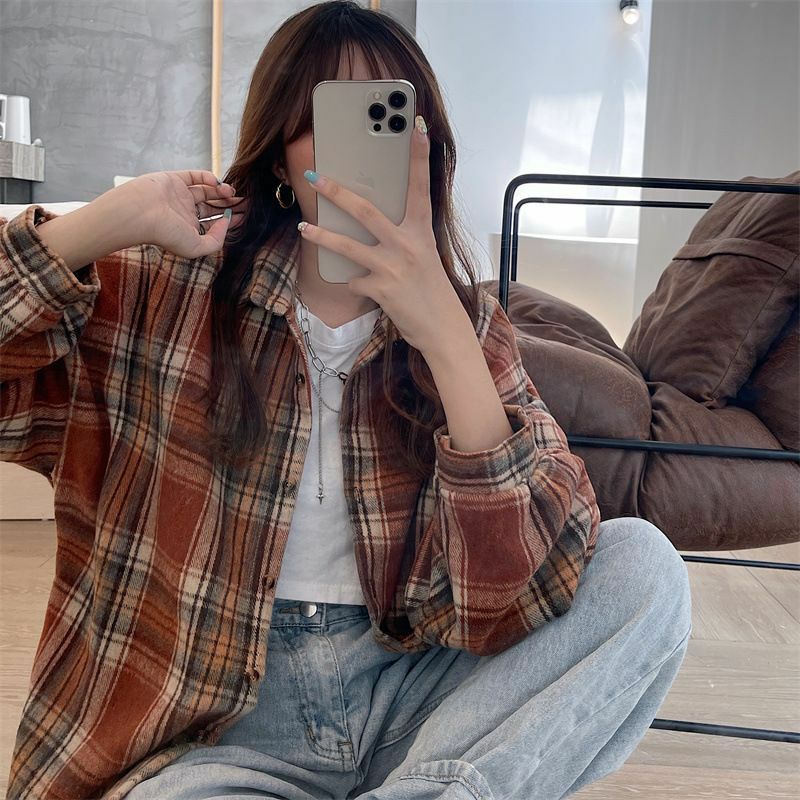 ONASAE - Zeira Oversized Shirt | Kemeja Tartan Oversized | Kemeja Tartan Wanita korea