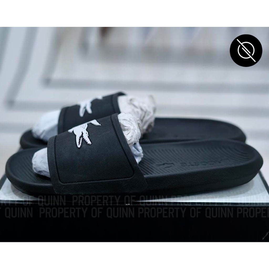 lacoste white slides