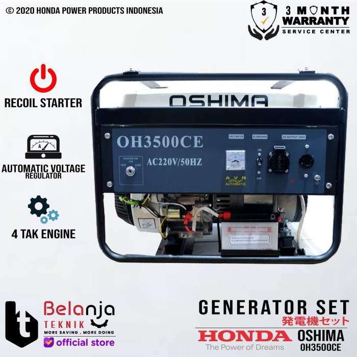Mesin Genset Honda Oshima OH 3500 CE 2000 Watt Generator Set OH3500CE
