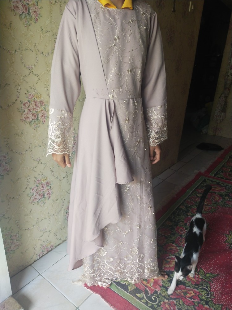 (model Baru)size M,l,xl,xxl,xxxl/gamis Zolana/gamis Brukat Tile/gamismuslim/gamis Kondangan/cantik