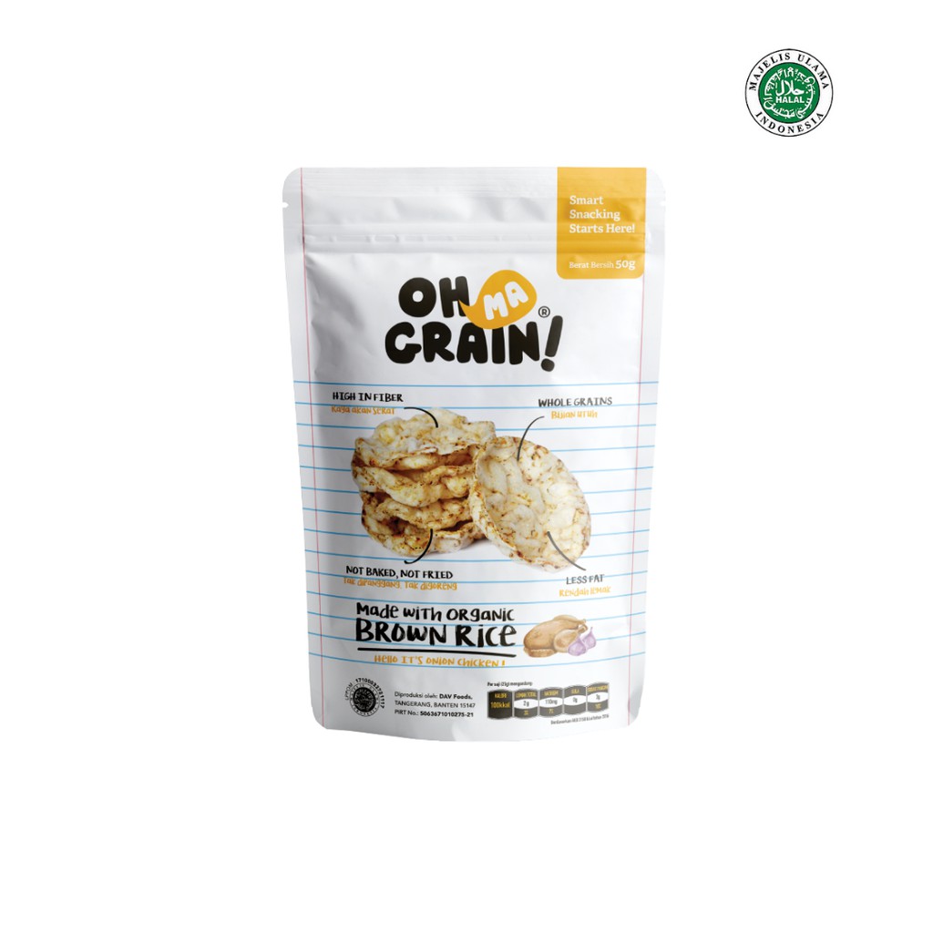 Oh Ma Grain, Organic Brown Rice Cakes Onion Chicken 45 gr