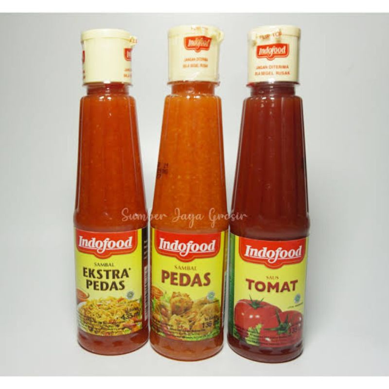 

Saos Tomat / Saos Botol Indofood / Saos Pedas / Saos Extra Pedas / Netto 135ml