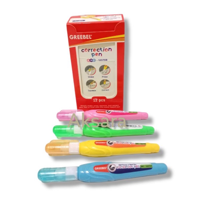 

SELUSIN ( 12 PCS ) Correction Pen Greebel Tip-Ex Tip-x Stipo Cair Greebel Kecil Murah