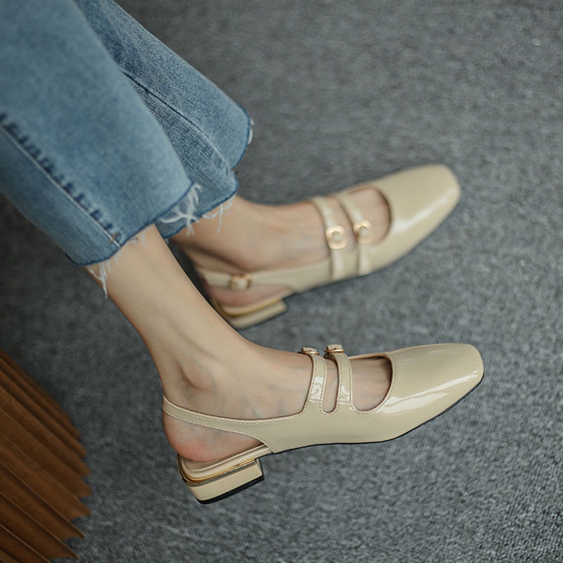 SS10077 Flat Shoes Wanita Sandal Mules Fashion Import BL Sling Back Ready Jakarta Bisa COD (With Box)