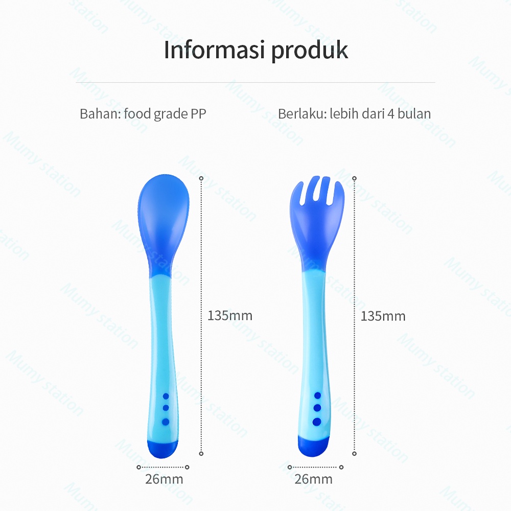 Mumystation 1PCS Sendok Makan Bayi Sensor Panas / Garpu Sendok Bayi