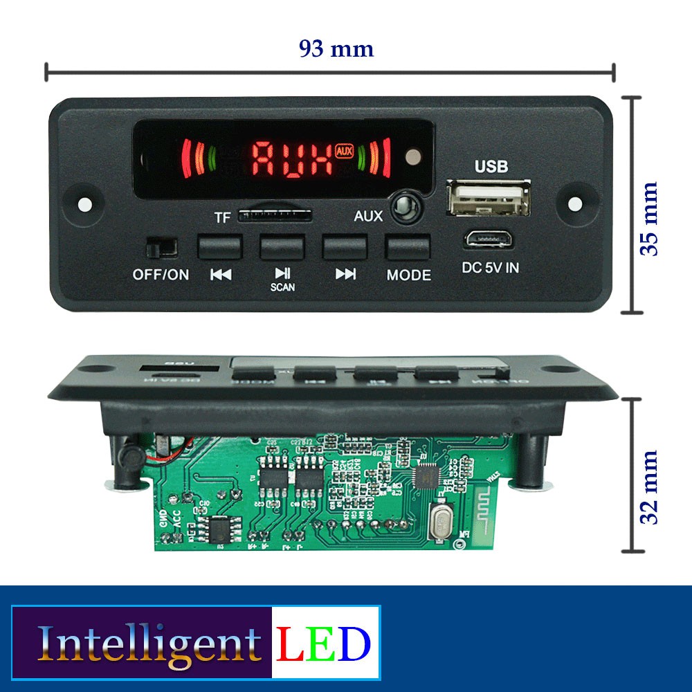 Amplifier 2x3W 5-12V Bluetooth MP3 Decoder Board FM TF SD Card AUX Module