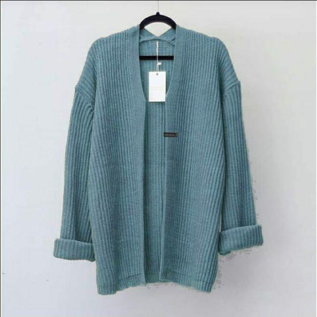 MY001-  KARDIGAN RAJUT HALUS KNIT CARDIGAN  OUTTER-Denim blue