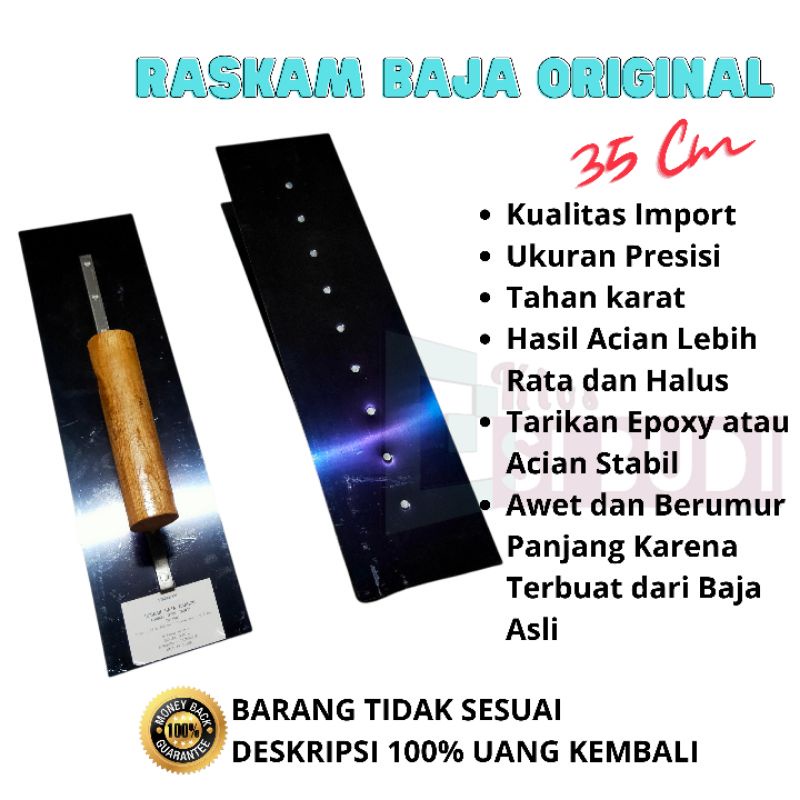 35 cm new raskam baja roskam acian tebal trowel epoxy alat pertukangan perlengkapan renovasi lantai 