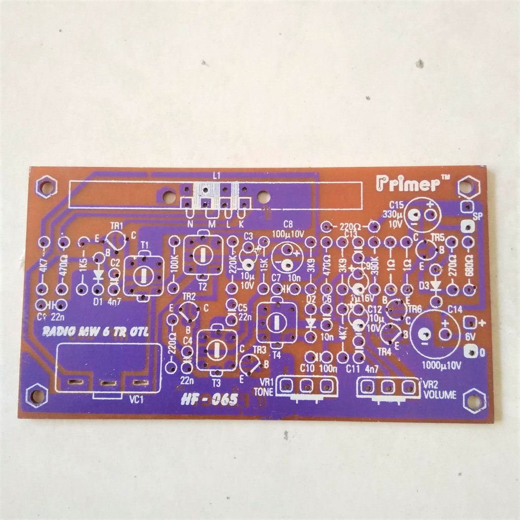 PCB - RADIO MW 6 TRANSISTOR OTL . HF 065