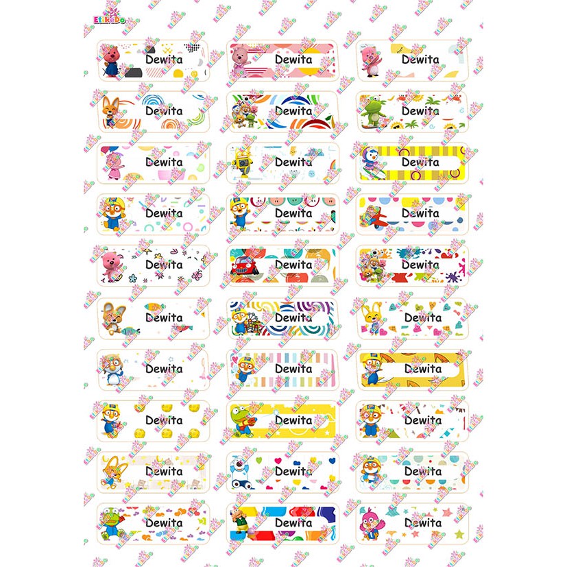 

LABEL NAMA PORORO 120 STIKER - ANTI AIR/ROBEK/LUNTUR - 2 Nama PO1S2