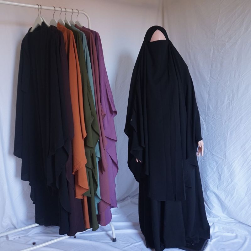 French Khimar Jumbo Woolpeach/wolfis Emerald premium import