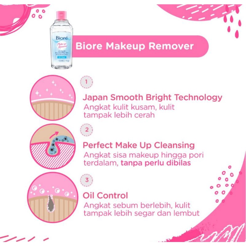 BIORE MAKE UP REMOVER PERFECT CLEANSING WATER OIL CLEAR 300ml SOFTEN UP dan micellar massage oil cleanser gel