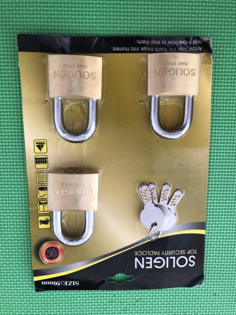 Gembok Soligen 50mm X 3 Pcs Kuningan Masterkey