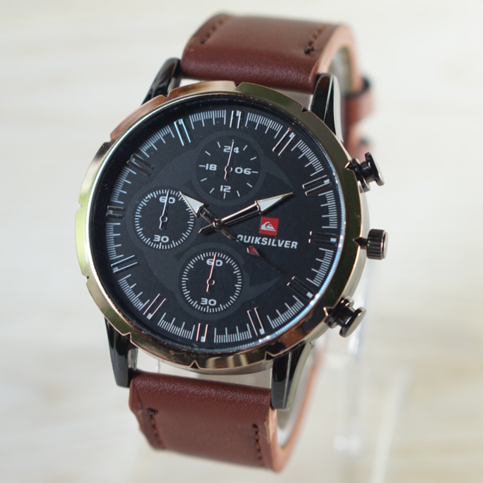 PA JAM TANGAN MURAH PRIA QS LEATHER KULIT CHRONO IMPORT PREMIUM GROSIR MURAH LAKI QS006