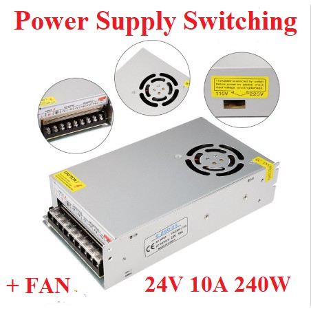 Power Supply PSU Switching Jaring LED 24V 10A 24 V 10 A DC Kipas Fan