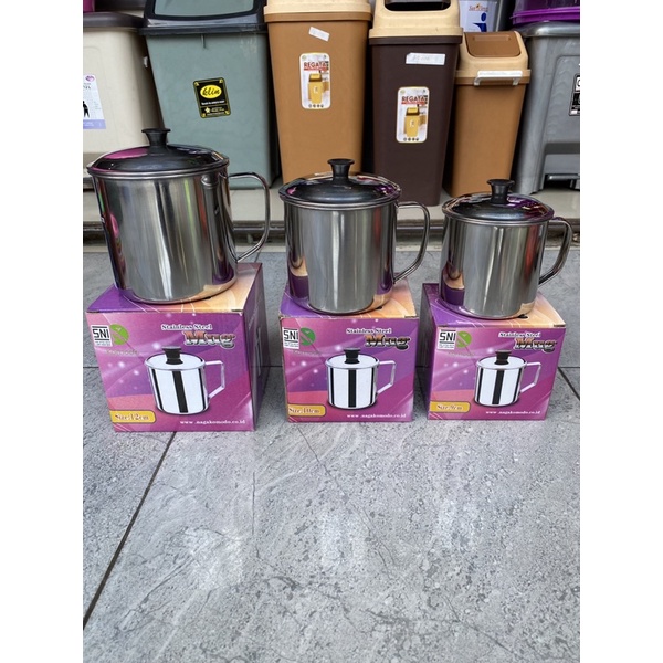 Mug Stainless Steel / Mug Kopi Stainless Steel / Mug Komodo Stainless Steel Size 9cm, 10cm dan 12cm