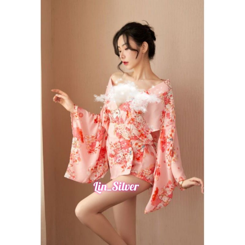 Lingerie Kimono Seksi Cosplay Kostum Yukata Wanita Jepang Geisha Seksi Premium Import Pink