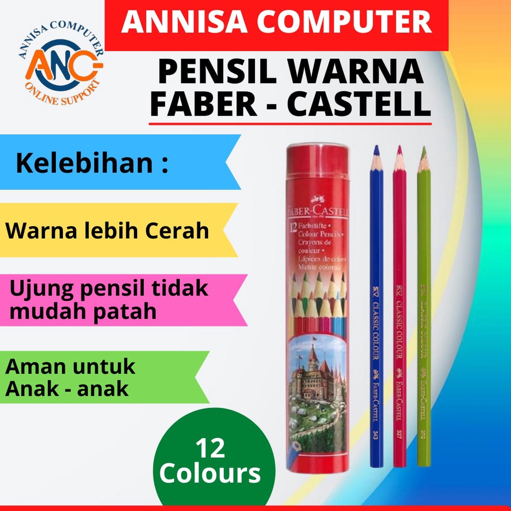 

Pensil Warna Faber - Castell Classic 12 Colour / Kemasan Kaleng Bulat