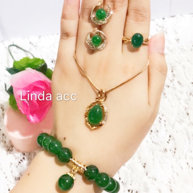promo set xuping batu giok asli lapis emas  awet  88